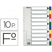 Separador esselte de plastico conjunto de 10 separadores folio com 5 cores multiperfurado