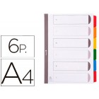 Separador exacompta cartolina branco conjunto de 6 separadores pestanas coloridas a4  multiperfurado