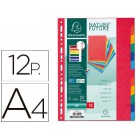 Separador exacompta cartolina conjunto de 12 separadores de cores a4 multiperfurado