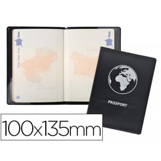 Funda pasaporte exacompta doble solapa negro 100x135 mm