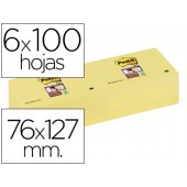 Bloco de notas adesivaspost-it super sticky 76x127 mm  com 6 blocosos amarelo canario