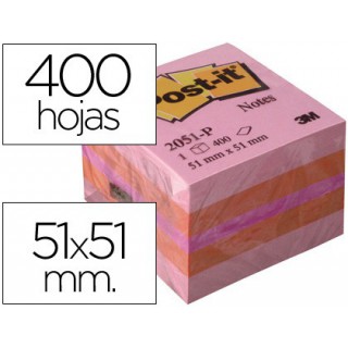 Bloco de notas adesivas post-it tira e poe post-it 51x51 mm minicubo cor rosa 2051-p 400 folhas