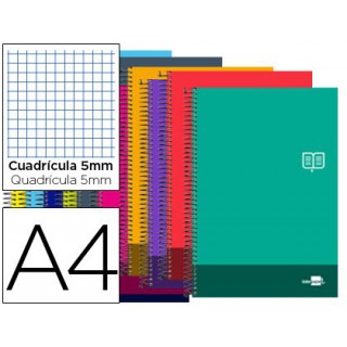 Caderno espiral liderpapel a4 micro discover capa cartao 80f 80g cuadro 5mm dupla margem 4 furos cores sortidas