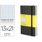 Livro de apontamentos moleskine 13 x21 cm quadriculado 5mm 240 folhas capa dura cor preto fecho elastico