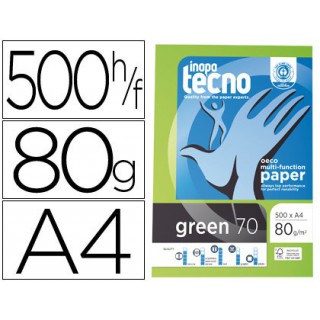 Papel fotocopia inapa tecnogreen 100 % reciclado din a4 80 gramas embalagem de 500 folhas
