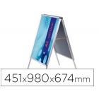 Cavalete para poster jensen display aluminio dupla face din a2 moldura de 25 mm com cantos 451 x 980 x 674 mm