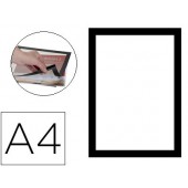 Moldura porta anuncios q-connect magnetica din a4 dorso adesivo removivel cor preto pack de 2 unidades