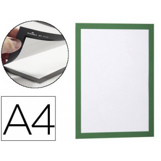 Moldura porta anuncios durable magnetico din a4 dorso adesivo removivel cor verde pack de 2 unidades