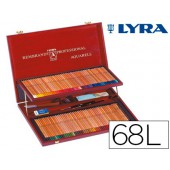 Lapis de cores lyra rembrandt polycor estojo madeira 68 cores+lapis especiales+borracha +faca