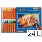Lápis de cera manley aquareláveis c/24 sortidos