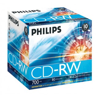 Philips CD-RW 80Min 700MB 4-12x Jewel Case (10 unidades)