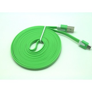 Cabo dados new mobile micro usb flat cable 3m verde