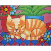 Pré-desenhado arenart c/38x46cms gato flores