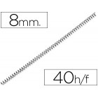 Espiral metalico q-connect 64-5:1 diametro 8 mm calibre 1mm para 40 folhas