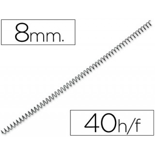 Espiral metalico q-connect 64-5:1 diametro 8 mm calibre 1mm para 40 folhas