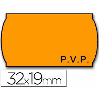 Rolo de etiquetas adesivas meto onduladas 32 x 19 mm pvp- laranja fluorescente rolo 1000