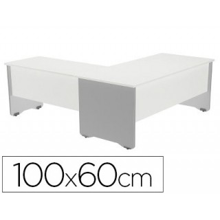 Mesa de escritorio rocada serie work 100x60 cm acabamento ab04 aluminio/branco