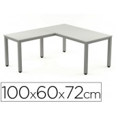Ala para mesa rocada serie executive 60x 100 cm direita ou esquerda acabamento ad02 aluminio/ cinza 