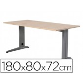 Mesa de escritorio rocada metal 2003ac01 aluminio /faia 180x80 cm