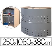 Modulo de recepcao circular 5100aa01 estrutura melamina e aco 1250x1060x380 cm