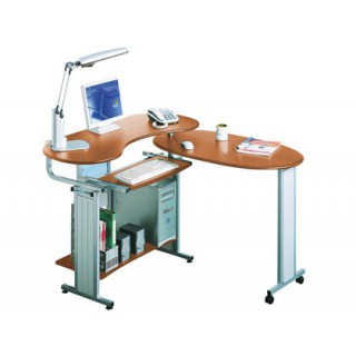 Mesa de informatica q-connect em aluminio e madeira cor de carvalho 100 x 128 x 30 cm