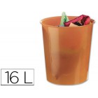 Cesto de papeis liderpapel em plastico laranja translucido 16 litros - medidas 31 x 29 cm