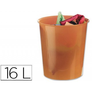 Cesto de papeis liderpapel em plastico laranja translucido 16 litros - medidas 31 x 29 cm
