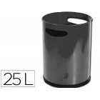 Cesto de papeis sie metalico com pegas preto capacidade 25 litros 32 x 25 cm