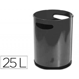 Cesto de papeis sie metalico com pegas preto capacidade 25 litros 32 x 25 cm