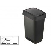 Cesto plastico offisys 25 litros com tampa de abertura completa ou meia por balanço cor preto 333x252x476 mm